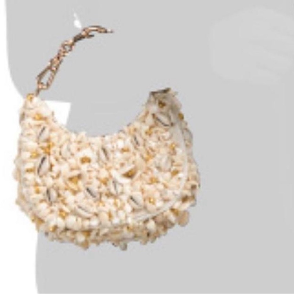 Viral Cream and Gold Seashell Embellished, Shell Handbag, NWT Made In In… - Picture 4 of 4